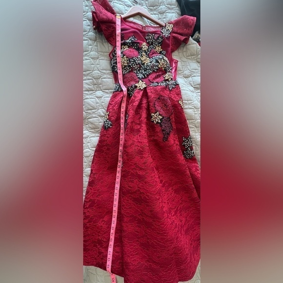 Jovani Burgundy Floral Embroidered Fit and Flare
Contemporary Dress M59787 - Picture 13 of 16